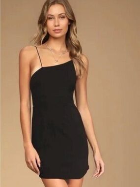 Lulus Asymmetric One-Shoulder Black Dress Medium